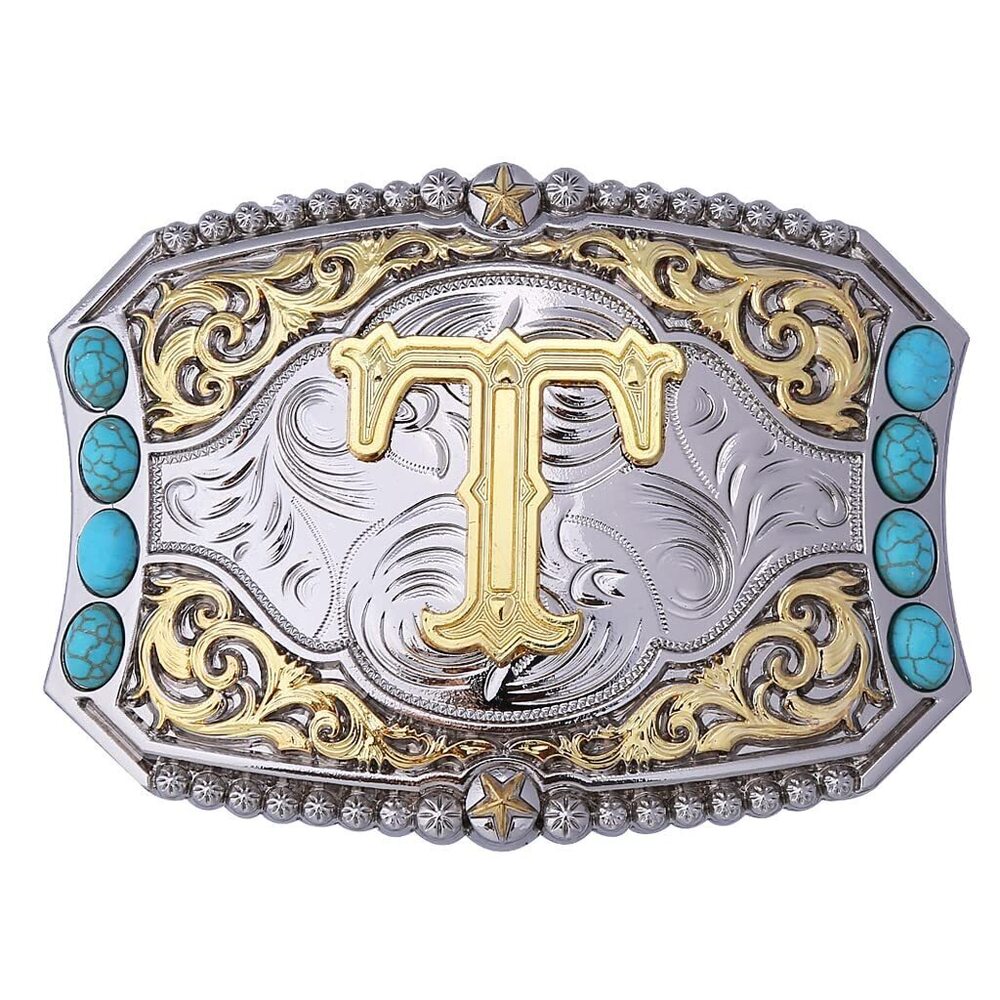 7857 Western Belt Buckle Cowboy Rodeo Initial Letters ABCDEFG to Z